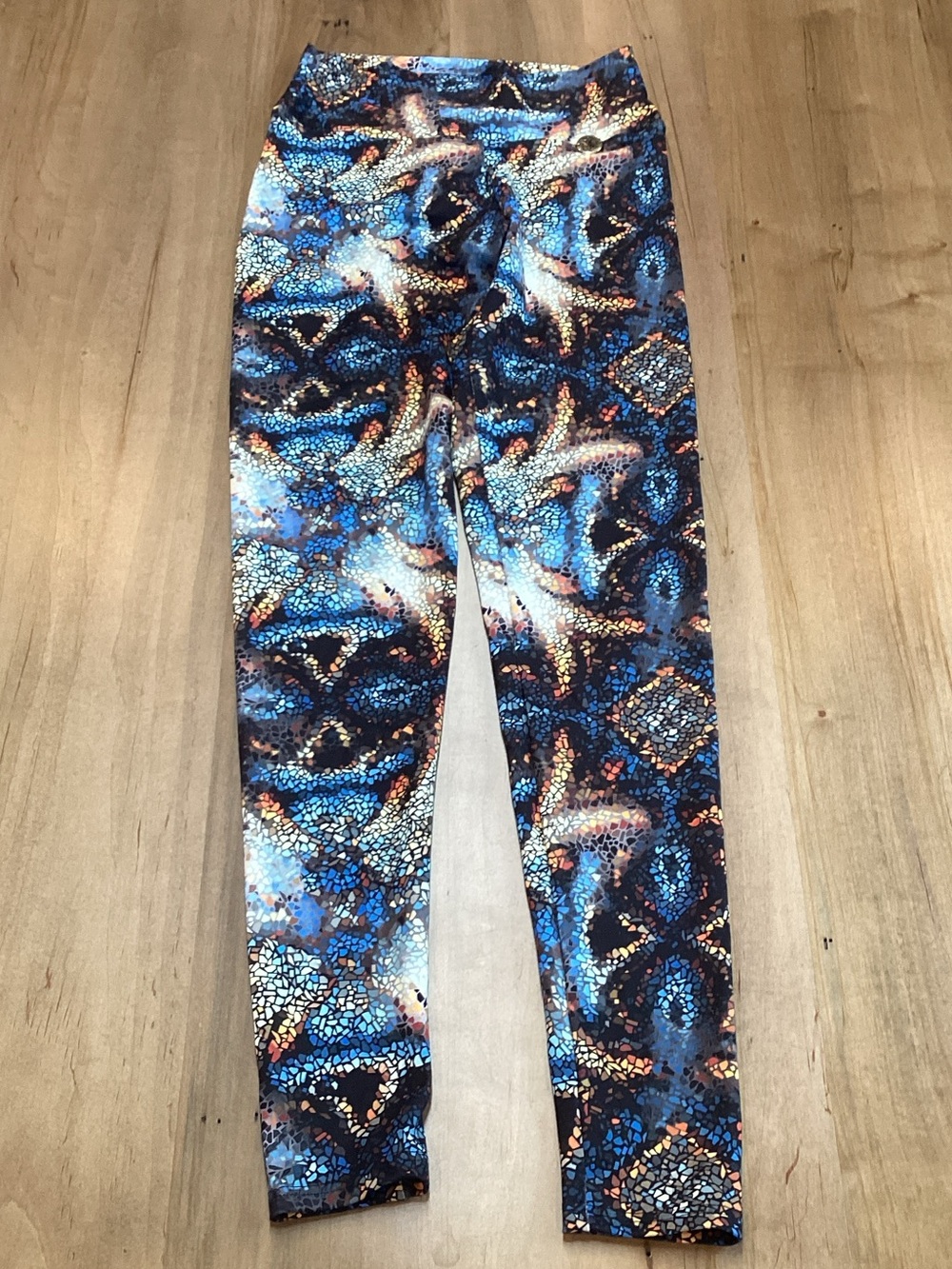 Blue Starfish Pattern Stretch Leggings